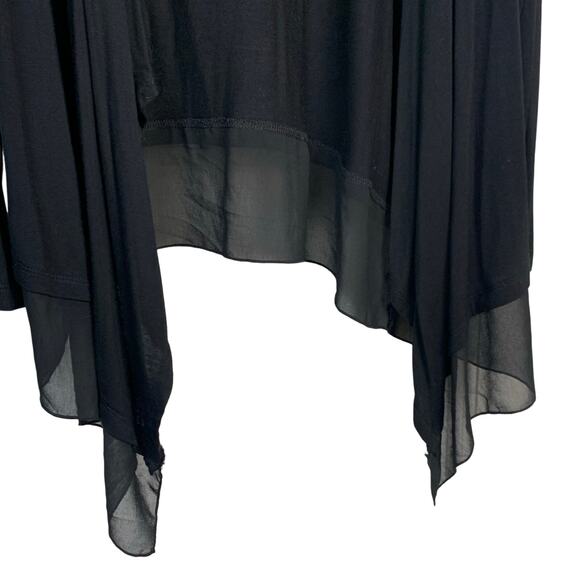 Design History Black Open Front Waterfall Cardigan with Sheer Hem – Size XL - Picture 3 of 4